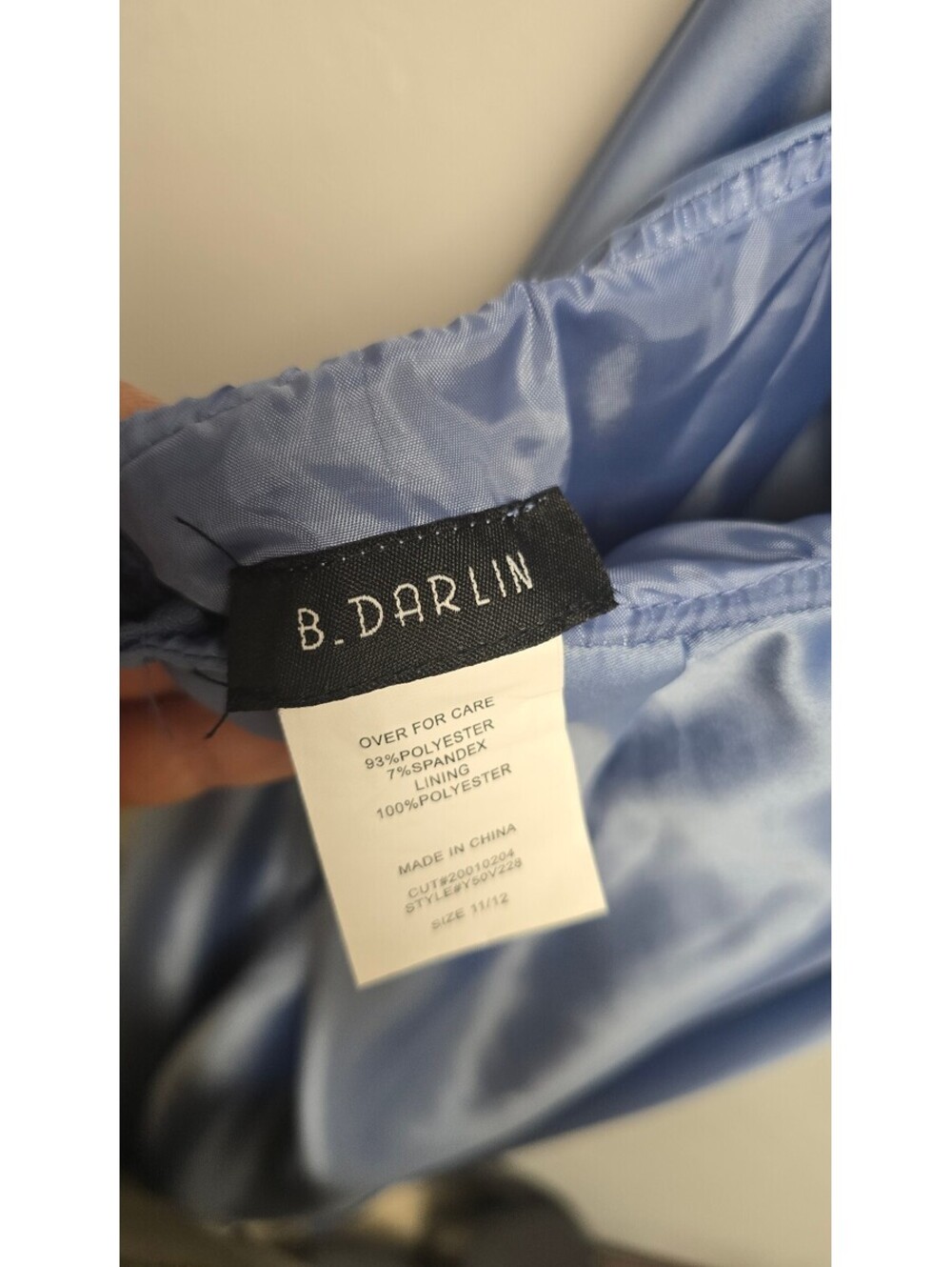 B.Darlin Blue Satin Maxi Formal Dress Size 11/12 Prom Evening Gown - Picture 8 of 8